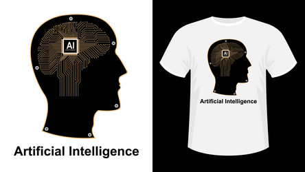 Artificial intelligence mechanical brain profile vector