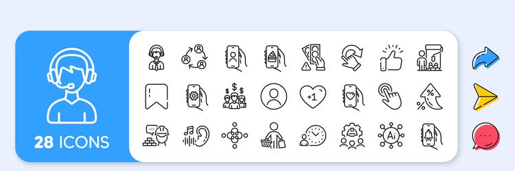 cursor painter and bribe line icons for web app vector image