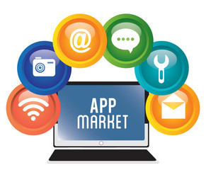 E-commerce and market mobile applications design vector