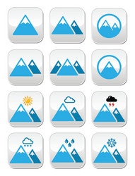 Mountain buttons set colour vector