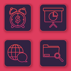 set line alarm clock with dollar symbol world map vector image