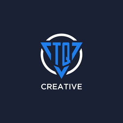 Tq monogram logo with triangle shape and circle vector