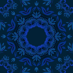 Abstract blue floral background with round pattern vector