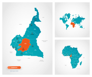 editable template map cameroon with marks vector