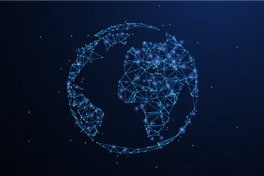 globe polygonal wireframe mesh icon with crumbled vector image