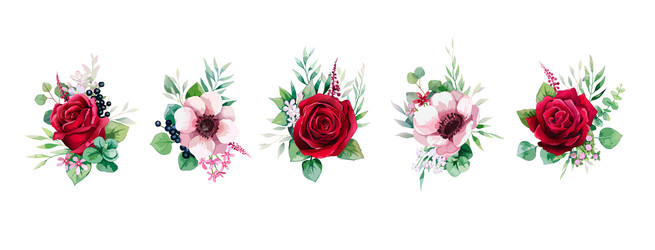 Romantic Floral Bouquet - Wedding & Greeting Card Vector Image