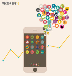 touchscreen device with cloud of colorful vector image