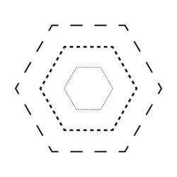 Tracing hexagon shape symbol dashed and dotted vector