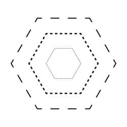 tracing hexagon shape symbol dashed and dotted vector