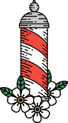 Vintage Barbers Pole Tattoo Vector Image