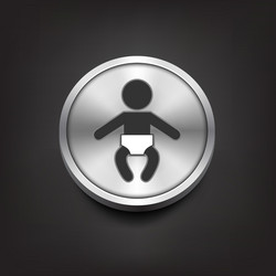 baby icon on silver button vector