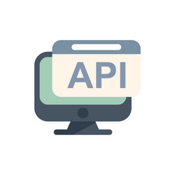 desktop computer displaying api code script vector image