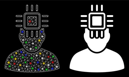 glowing mesh network neuro interface icon vector