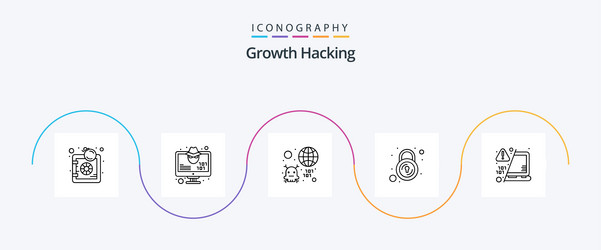 hacking line 5 icon pack including decode secure vector