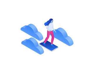 Internet surfing in cloud storage isometric vector