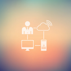 man using internet in flat style icon vector image