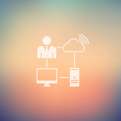 Man using internet in flat style icon vector