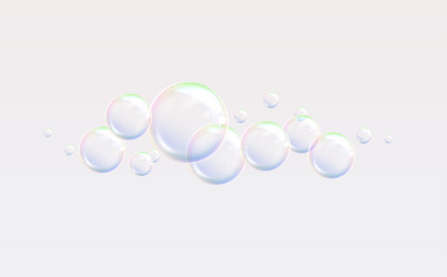 Realistic 3d soap bubbles with reflection of light vector