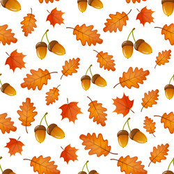 seamless pattern with acorns and leaves vector image