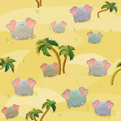 seamless pattern with elephants and palm trees vector image