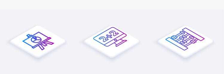 set isometric line xyz coordinate system graph vector image
