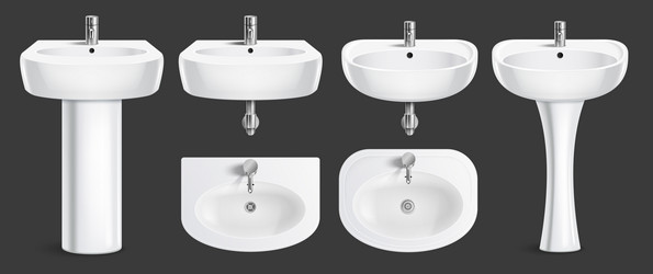 Realistic bathroom fixtures set Royalty Free Vector Image