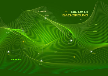 big data background with line wave in green color vector image