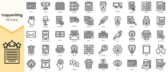 Copywriting Icon Set - Linear Style vector