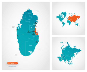 editable template map qatar with marks vector