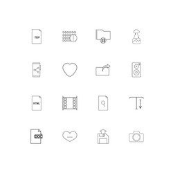 files and folders sign linear thin icons set vector image