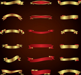 Red and Gold Ribbon Set Vector Image