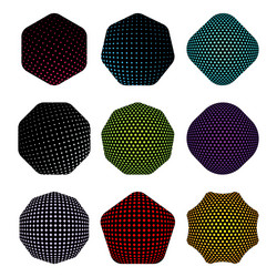 set of black badge shape with hakftone pattern vector image
