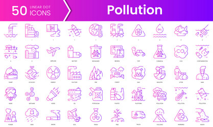 set of pollution icons gradient style icon bundle vector image