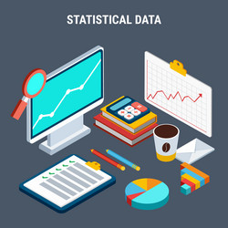 statistical data isometric design concept vector image