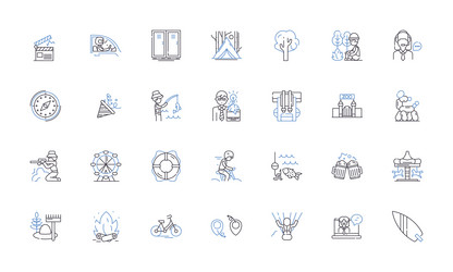 Strenuous exercises line icons collection vector