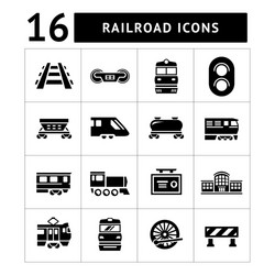 Train & Railroad Icon Set vector image