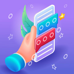 trending 3d isometric cartoon icon chat bubble vector