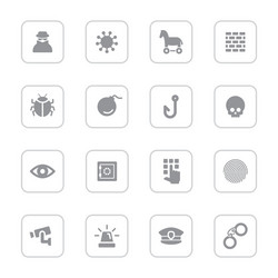gray flat icon set 7 with rounded rectangle frame vector image