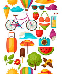 Seamless pattern with stylized summer objects vector