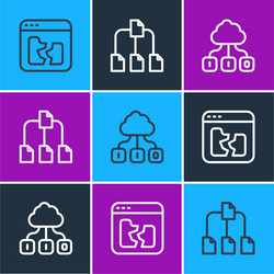 set line broken file cloud technology data vector image
