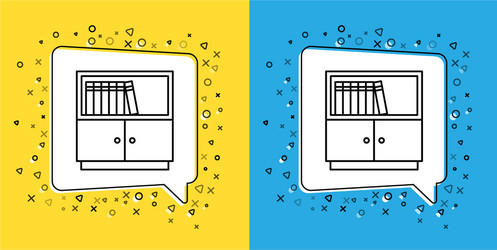 set line library bookshelf icon isolated on yellow vector