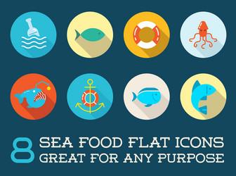 set of sea food elements and signs can be used vector