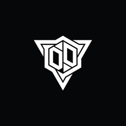 Dd logo monogram hexagon shape with triangle vector