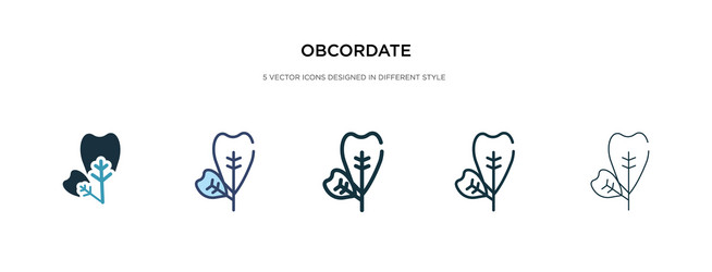 obcordate icon in different style two colored vector image