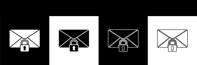 set mail message lock password icon isolated vector image