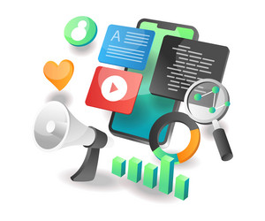 isometric concept web developer layout campaign vector