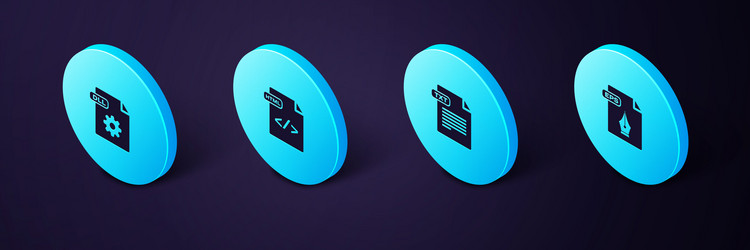 set isometric eps file document txt html and dll vector image
