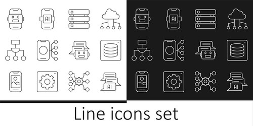 set line chat bot server data neural network vector image