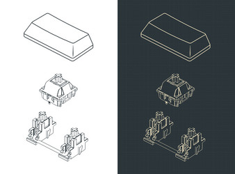 switch with stabilizer and keycap for mechanical vector image