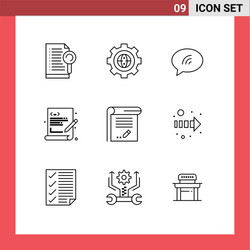 9 universal outline signs symbols document vector